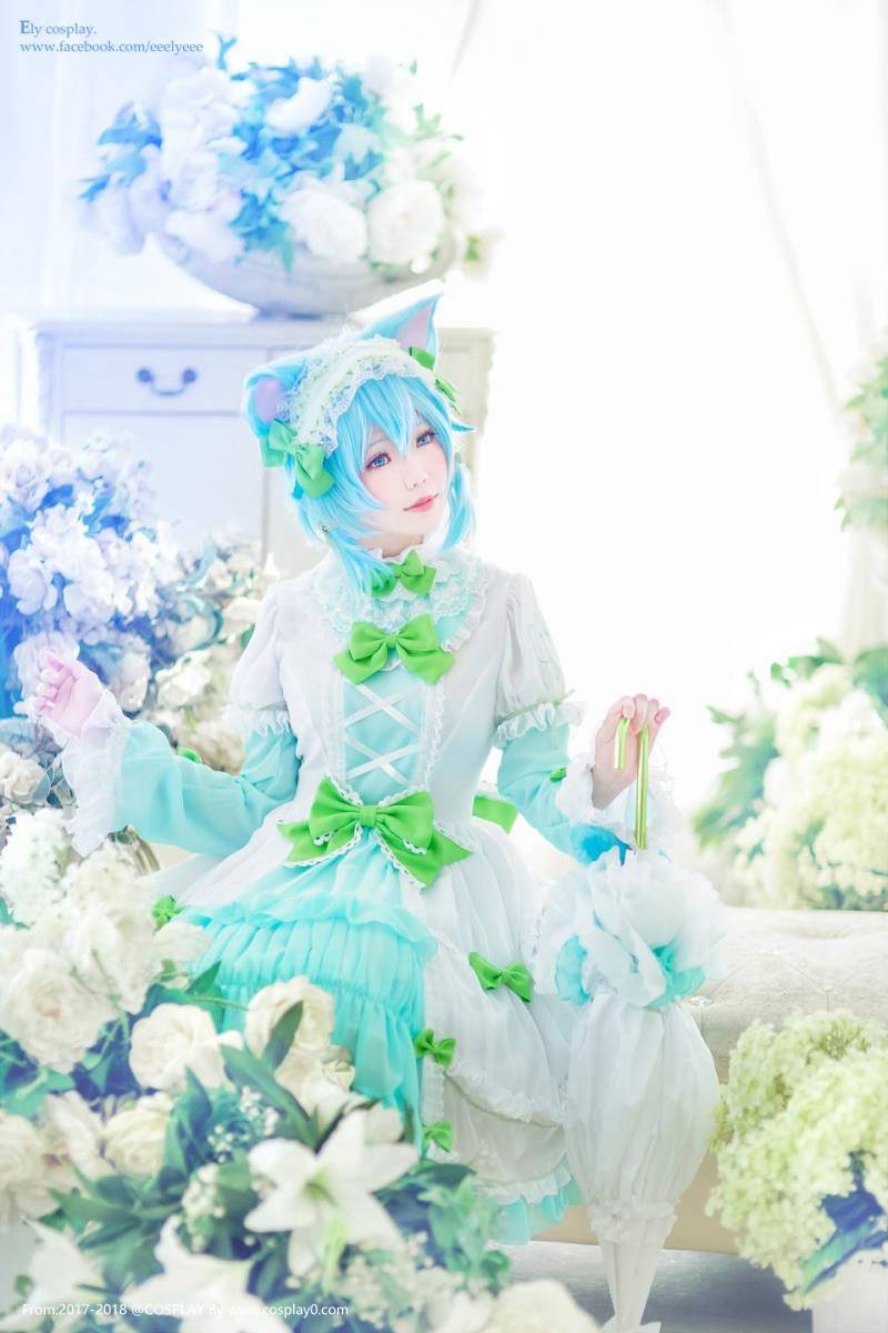 Cosplay福利/刀剑神域朝田诗乃ElyEE子白丝美腿Cosplay写真本