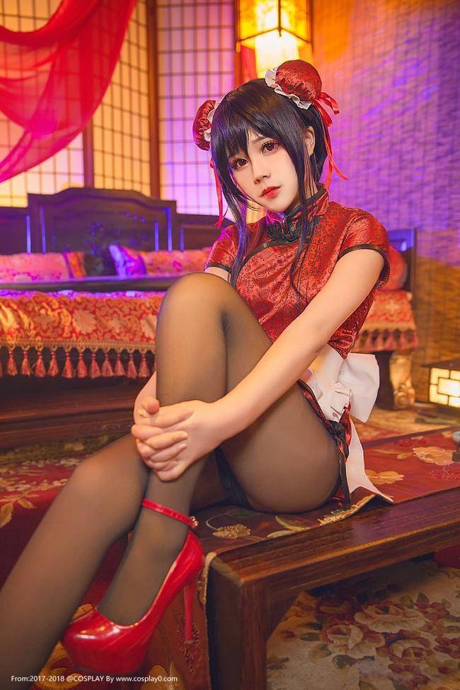 Cosplay福利/路人女主的养成方法Cos霞之丘诗羽旗袍黑丝足控福利