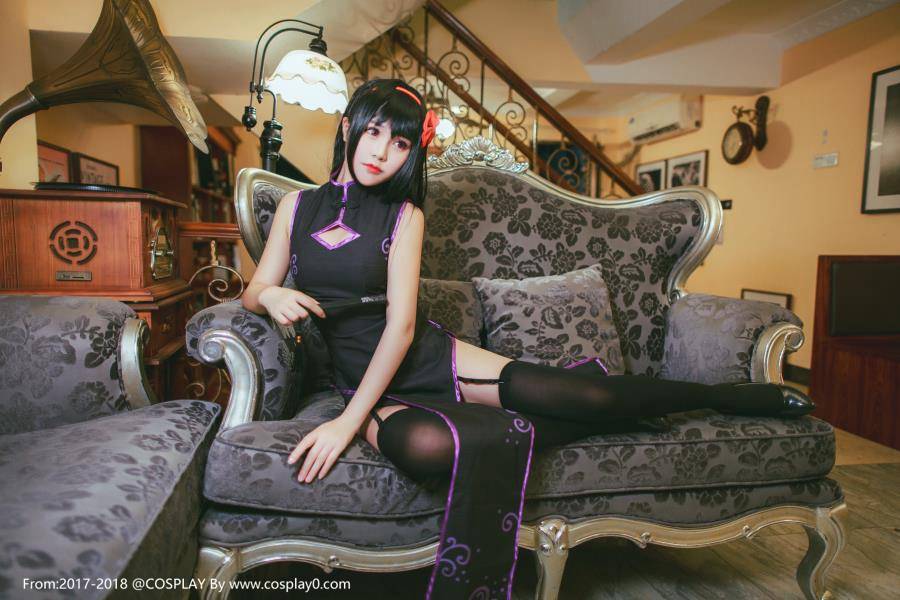 Cosplay福利/魔法少女小圆晓美焰同人旗袍黑丝福利Cosplay写真图片