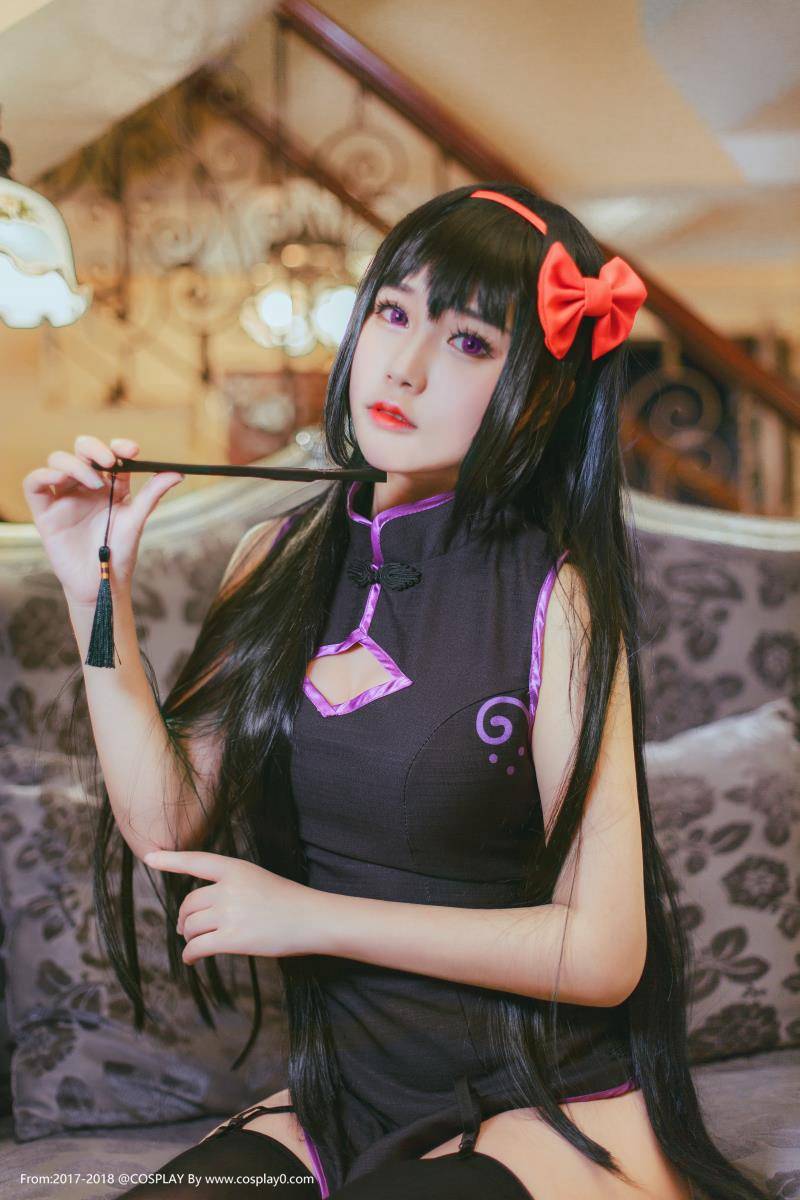 Cosplay福利/魔法少女小圆晓美焰同人旗袍黑丝福利Cosplay写真图片