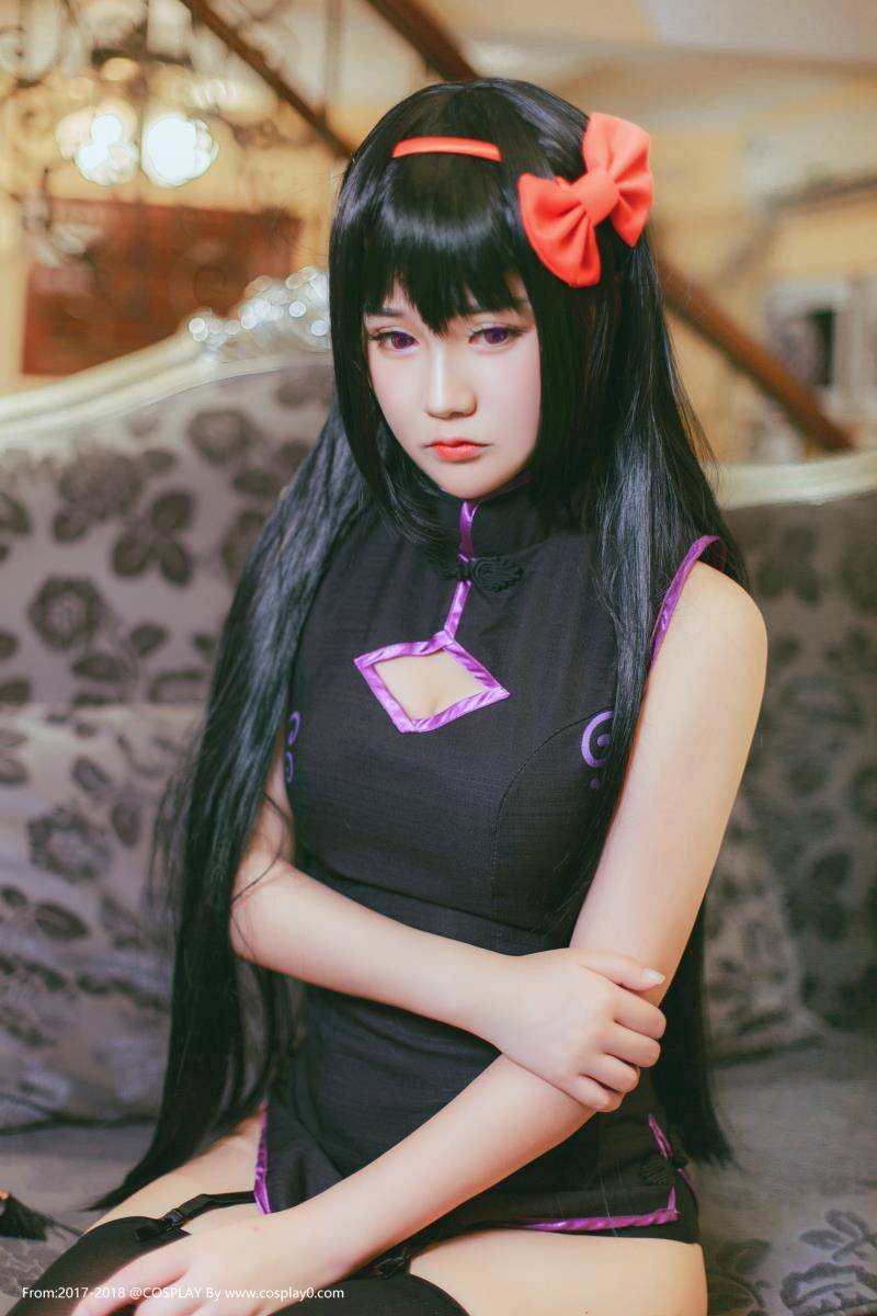 Cosplay福利/魔法少女小圆晓美焰同人旗袍黑丝福利Cosplay写真图片
