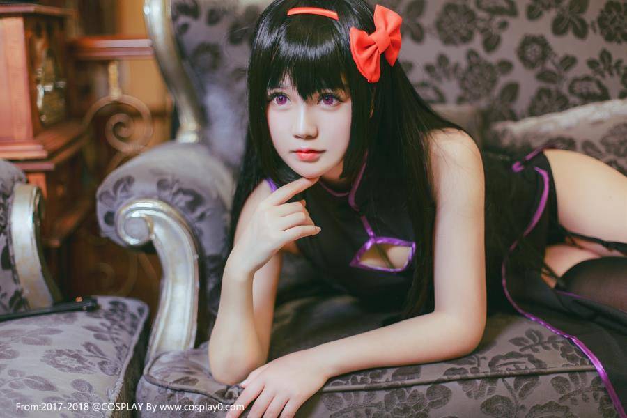 Cosplay福利/魔法少女小圆晓美焰同人旗袍黑丝福利Cosplay写真图片