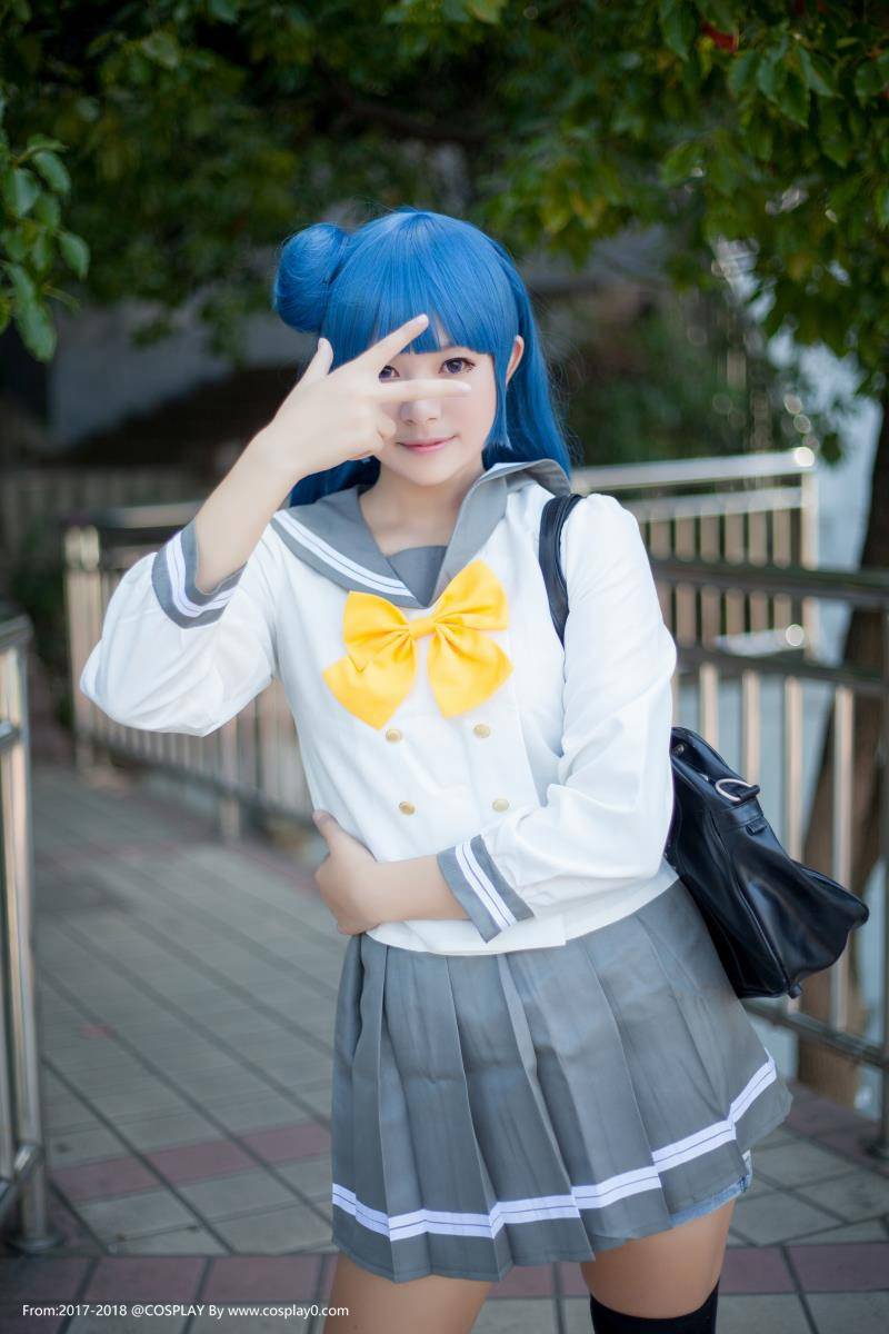 Cosplay福利/国木田花丸/津岛善子姐妹花JK制服黑丝Cosplay福利