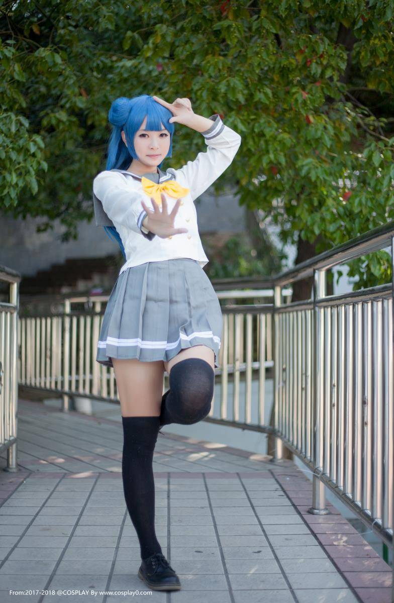 Cosplay福利/国木田花丸/津岛善子姐妹花JK制服黑丝Cosplay福利