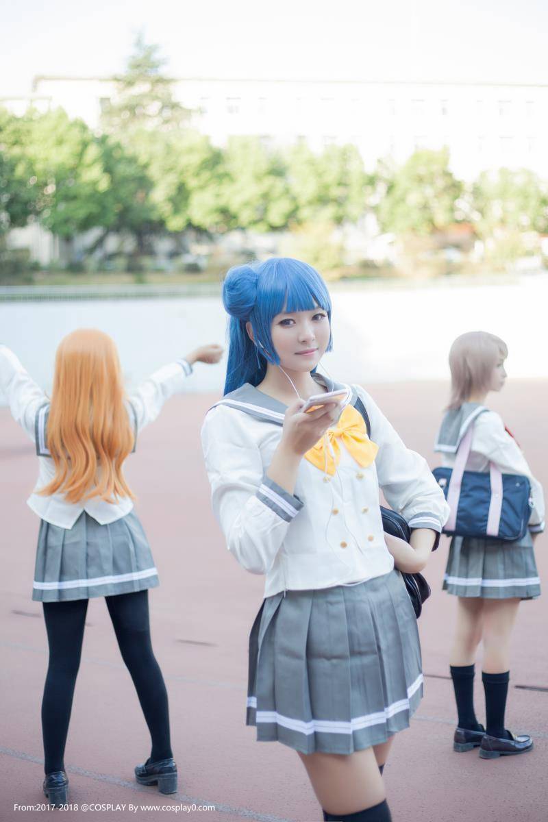 Cosplay福利/国木田花丸/津岛善子姐妹花JK制服黑丝Cosplay福利