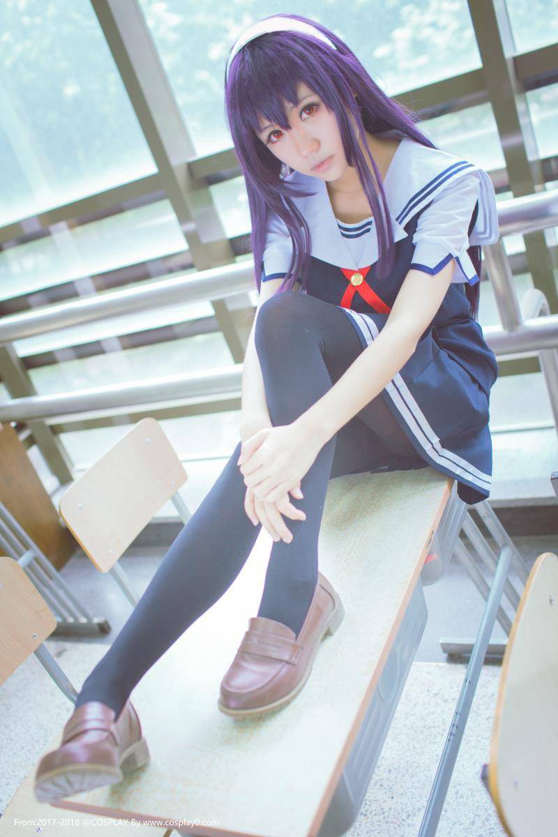 Cosplay福利/路人女主制服学姐霞之丘诗羽黑丝美腿Cos写真套图