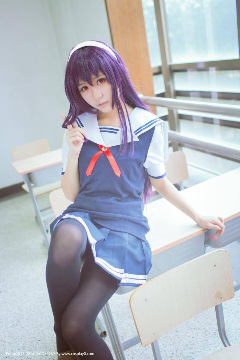 Cosplay福利/路人女主制服学姐霞之丘诗羽黑丝美腿Cos写真套图