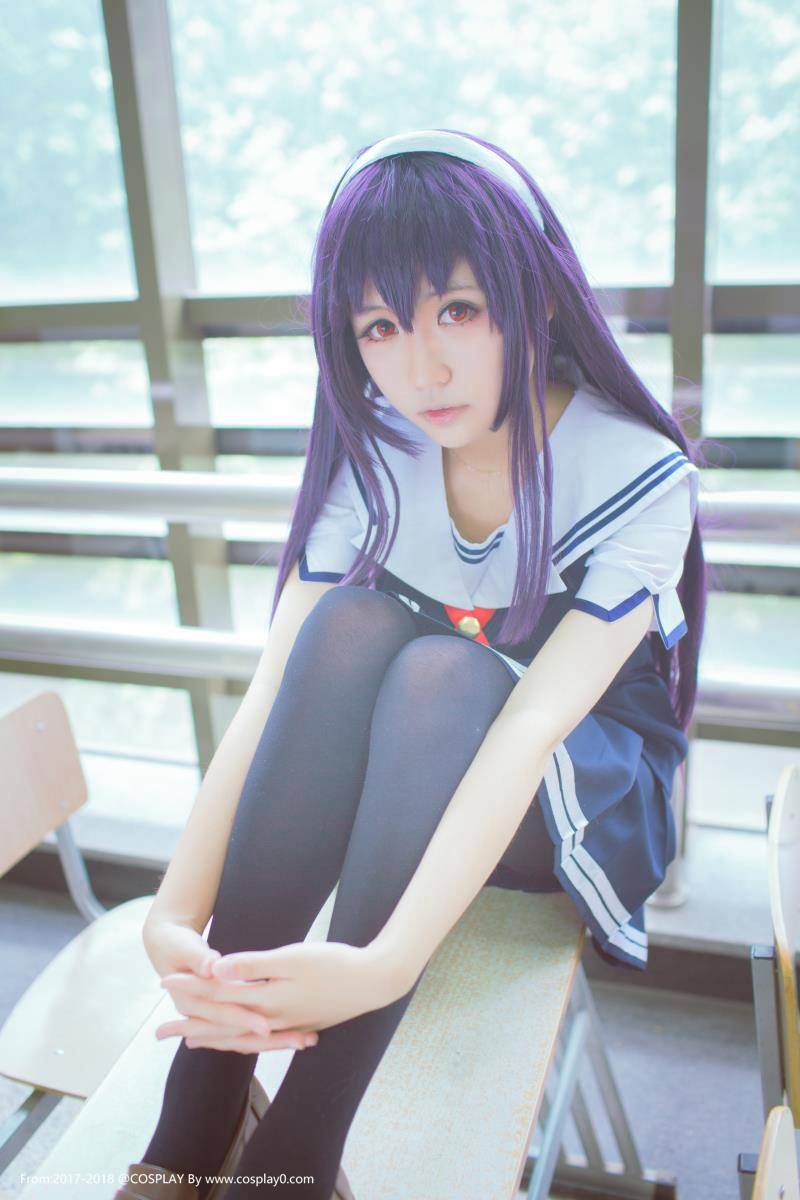 Cosplay福利/路人女主制服学姐霞之丘诗羽黑丝美腿Cos写真套图