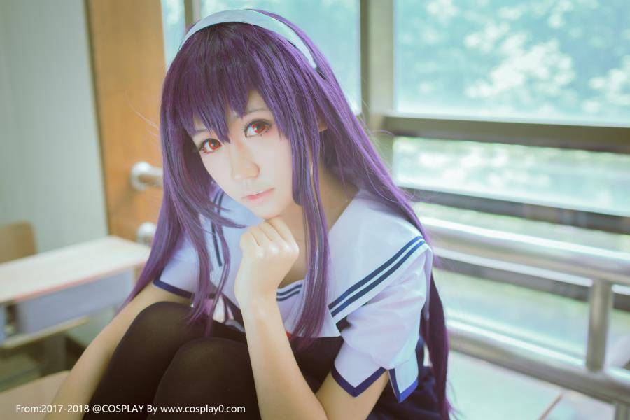 Cosplay福利/路人女主制服学姐霞之丘诗羽黑丝美腿Cos写真套图