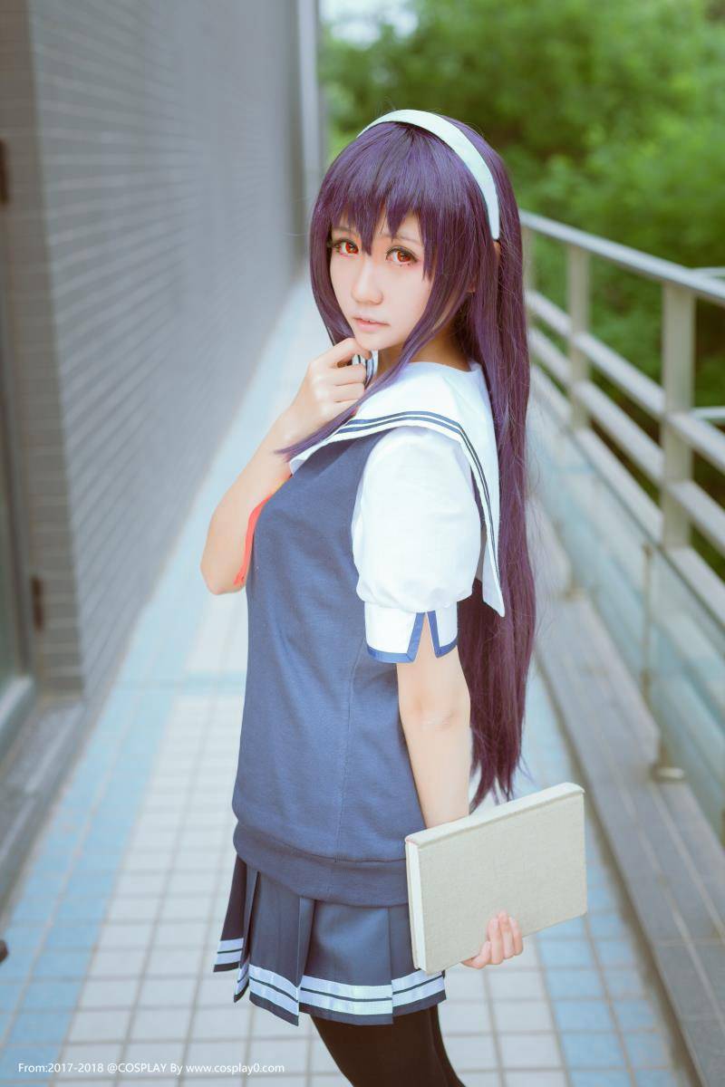 Cosplay福利/路人女主制服学姐霞之丘诗羽黑丝美腿Cos写真套图