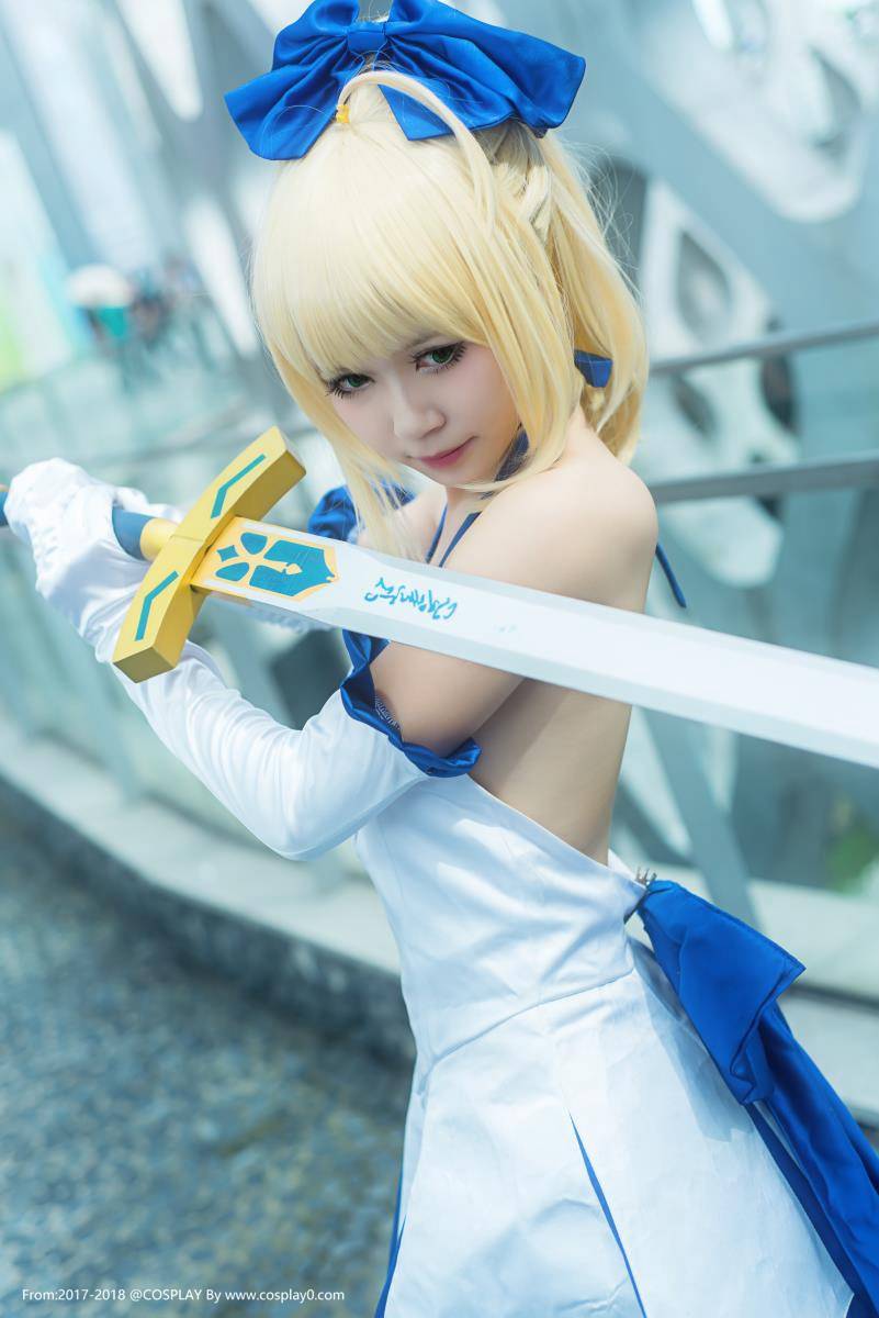 Cosplay福利/漫展场照清纯美女Saber蓝百合白金xCosplay图片