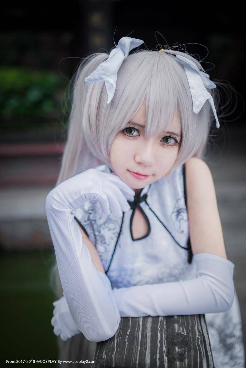 Cosplay福利/萌妹子白金x旗袍写真春日野穹Cosplay白丝福利图