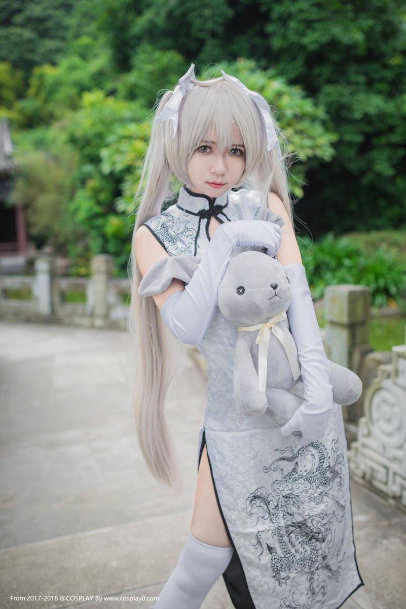 Cosplay福利/萌妹子白金x旗袍写真春日野穹Cosplay白丝福利图