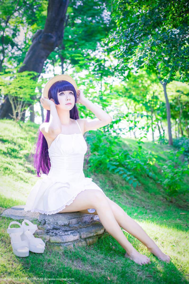 Cosplay福利/清纯美女白金x酱五更琉璃连衣裙Cosplay足控福利
