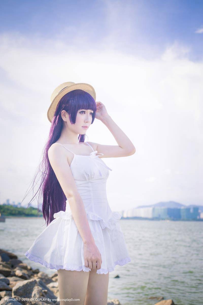 Cosplay福利/清纯美女白金x酱五更琉璃连衣裙Cosplay足控福利