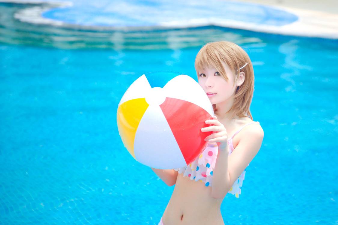 Cosplay福利/傲娇炮姐御坂美琴美女水着泳装Cos足控福利图片