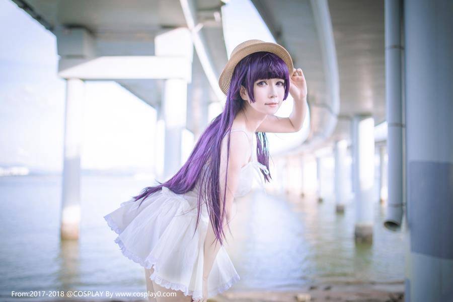 Cosplay福利/清纯美女白金x酱五更琉璃连衣裙Cosplay足控福利