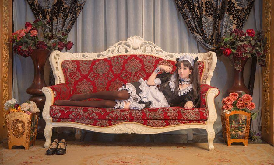 Cosplay福利/saber&远坂凛女仆装黑丝诱惑板儿Cos无圣光福利