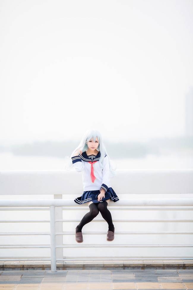 Cosplay福利/岛风舰娘响JK制服短裙萝莉美腿黑丝Cosplay福利