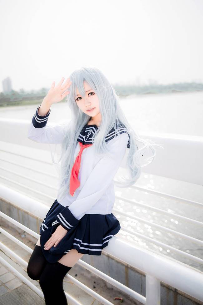 Cosplay福利/岛风舰娘响JK制服短裙萝莉美腿黑丝Cosplay福利