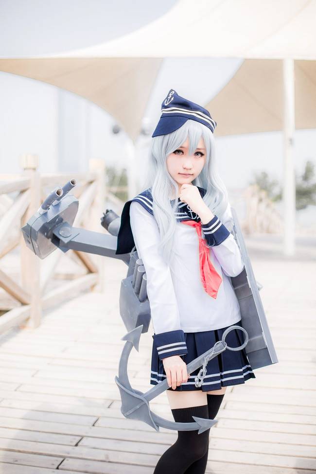 Cosplay福利/岛风舰娘响JK制服短裙萝莉美腿黑丝Cosplay福利