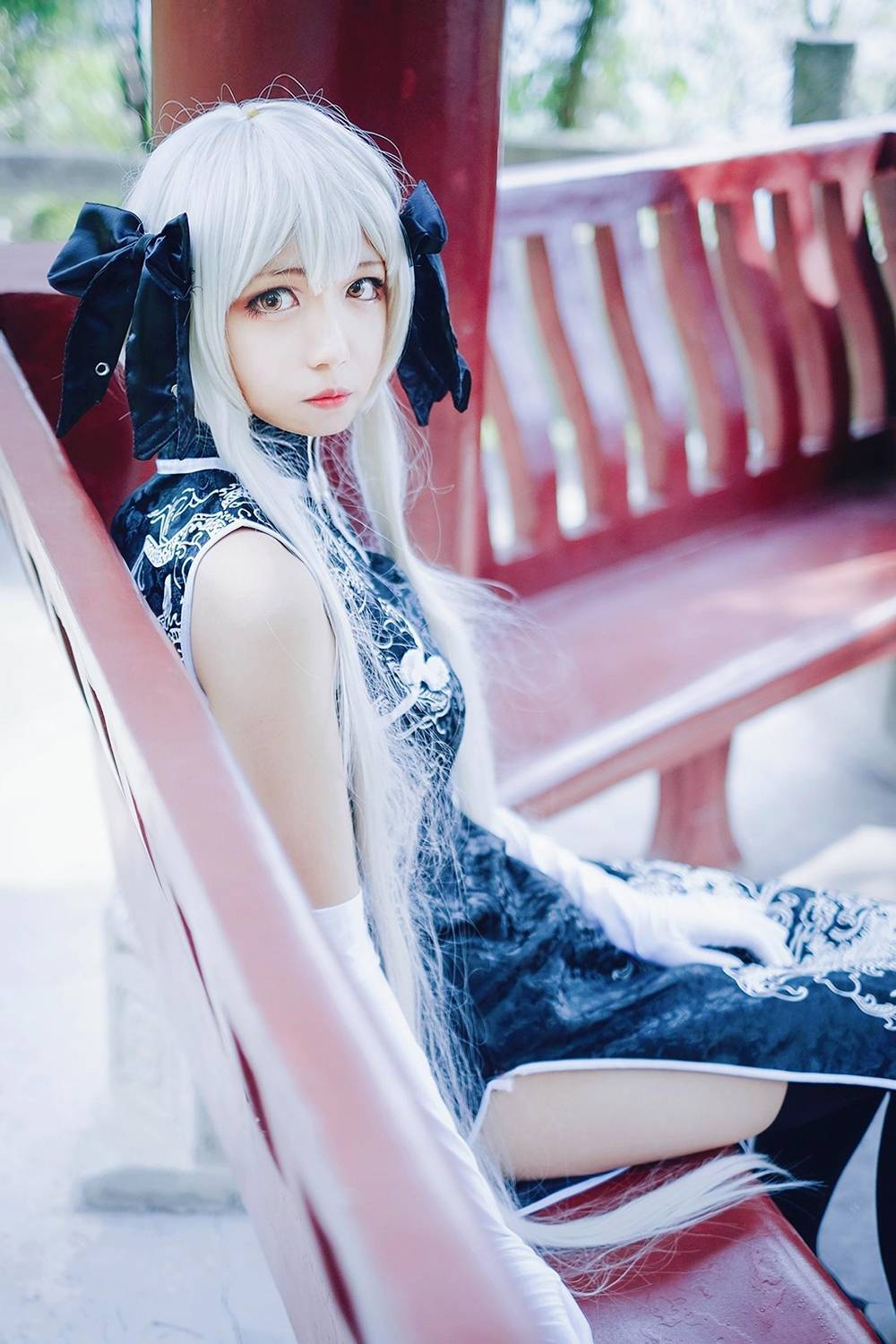 Cosplay福利/二次元萌妹子春日野穹旗袍黑丝Cosplay同人本子图片