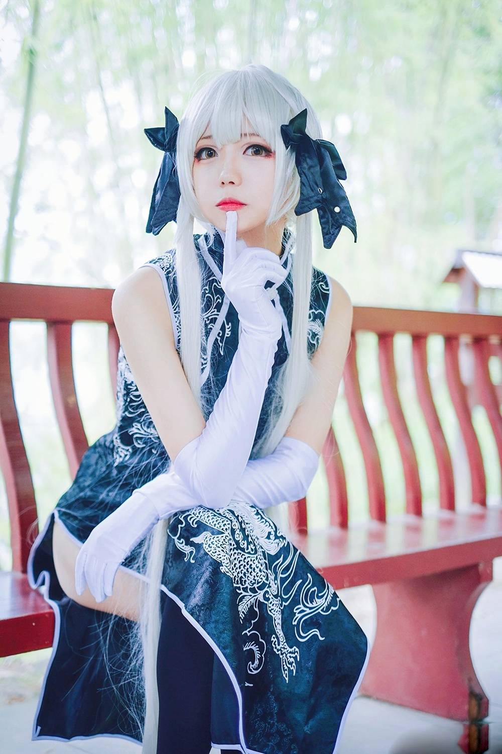 Cosplay福利/二次元萌妹子春日野穹旗袍黑丝Cosplay同人本子图片