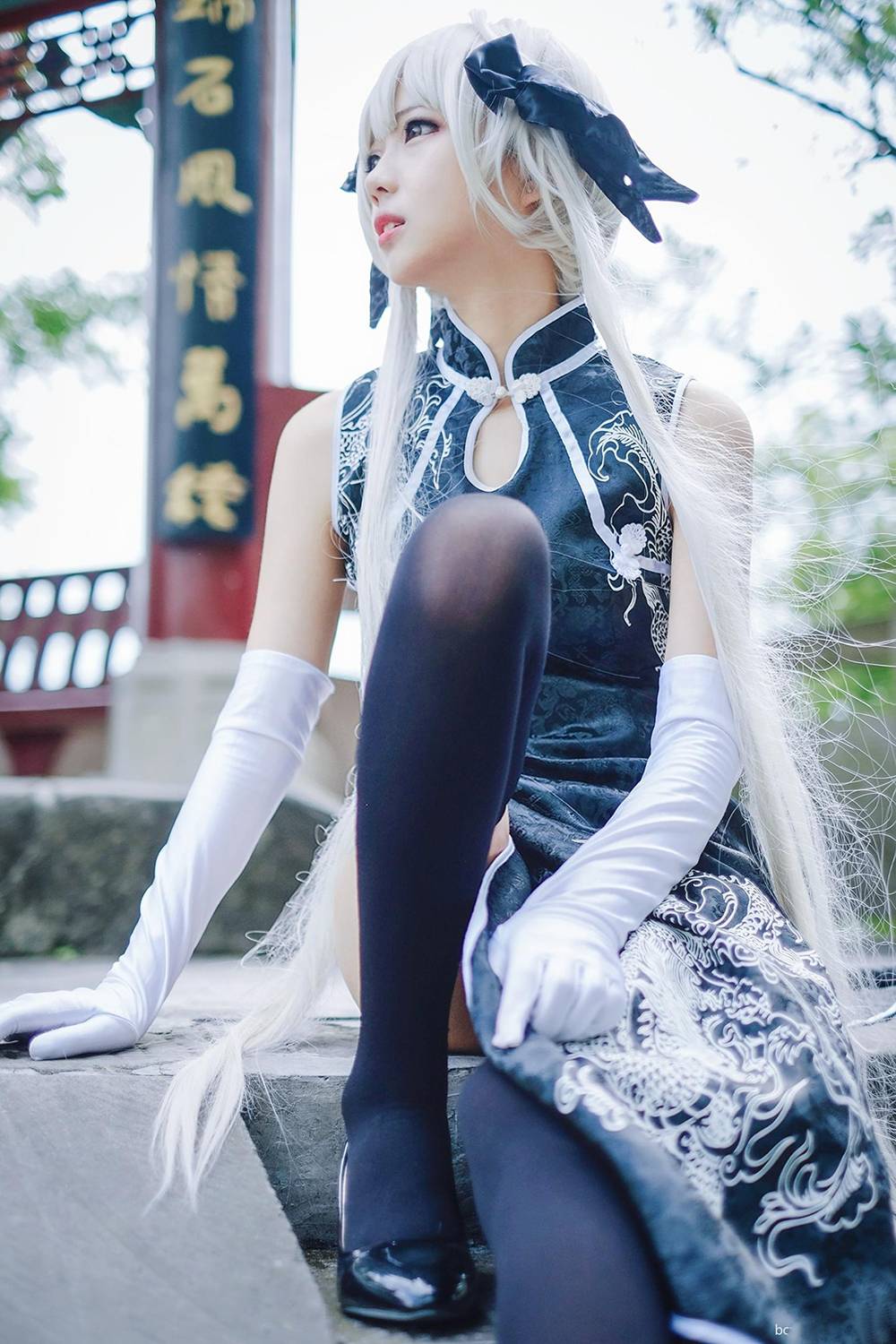 Cosplay福利/二次元萌妹子春日野穹旗袍黑丝Cosplay同人本子图片