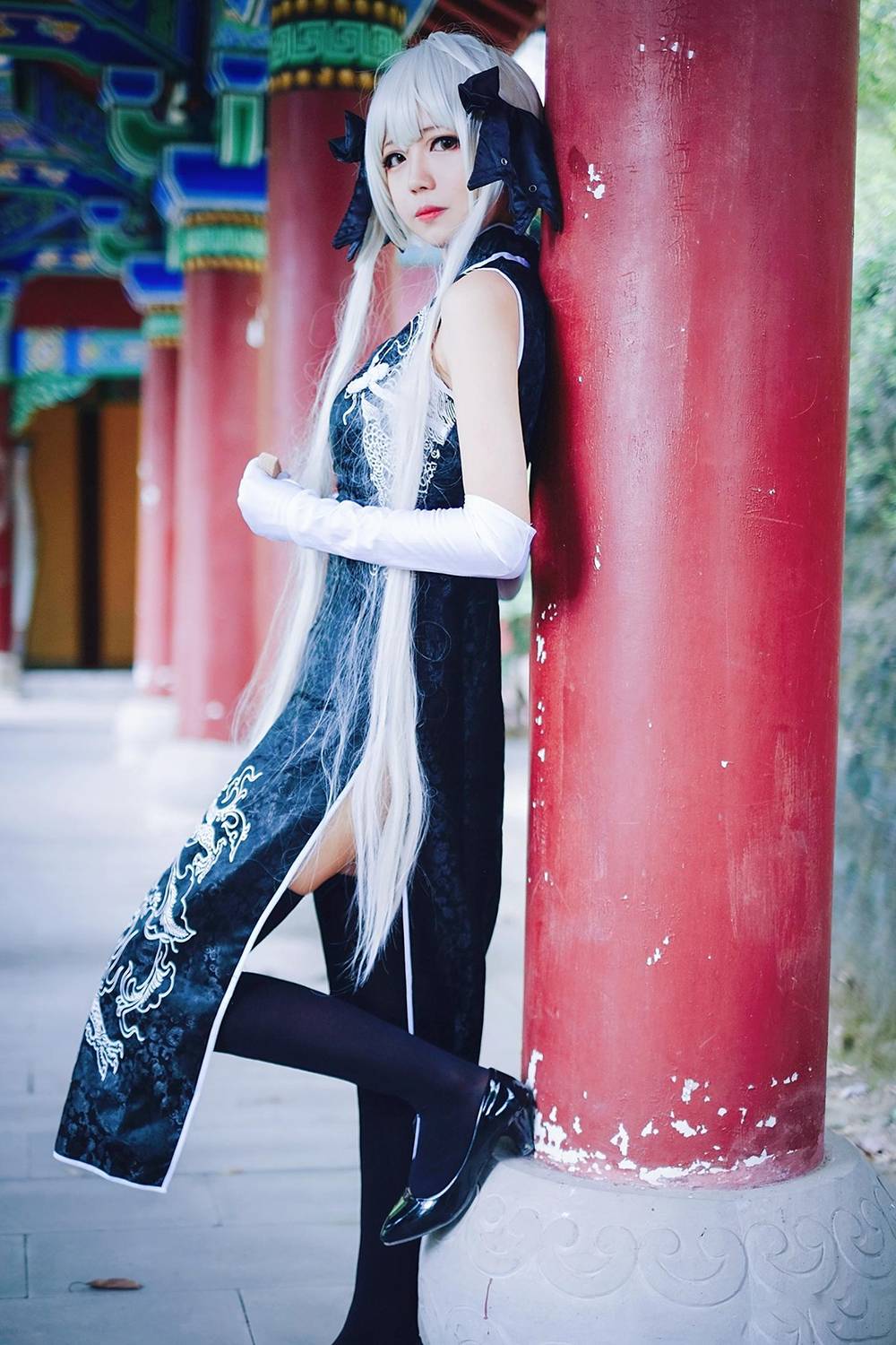 Cosplay福利/二次元萌妹子春日野穹旗袍黑丝Cosplay同人本子图片