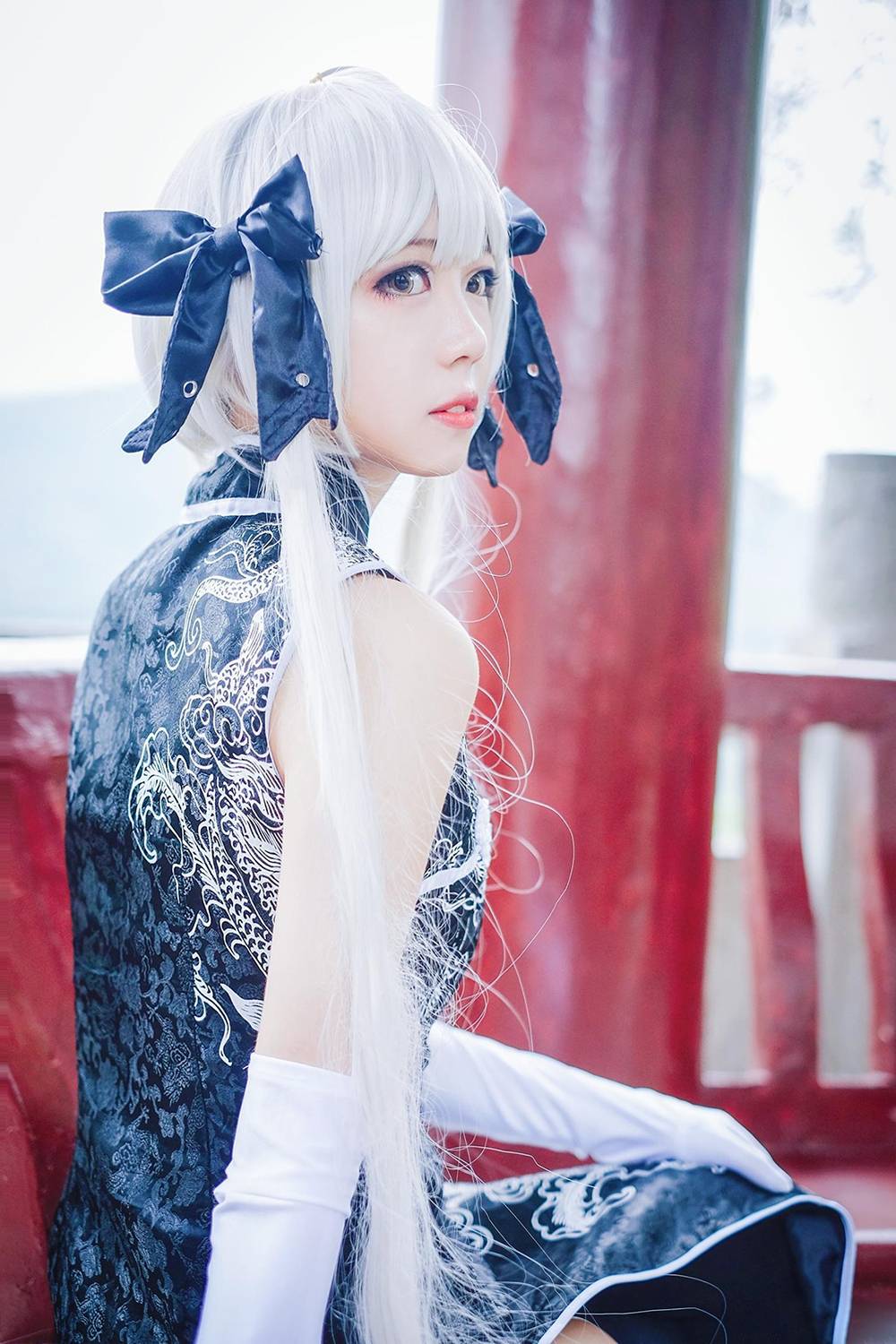 Cosplay福利/二次元萌妹子春日野穹旗袍黑丝Cosplay同人本子图片