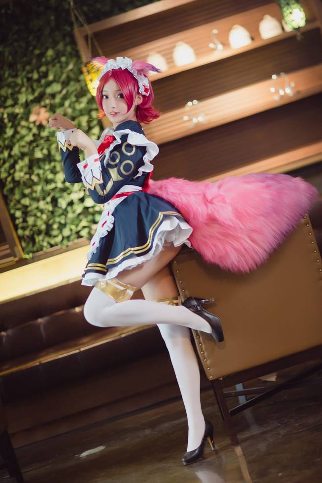 Cosplay福利/绝对领域王者荣耀咖啡女仆妲己肛塞尾Cos萝莉白丝福利