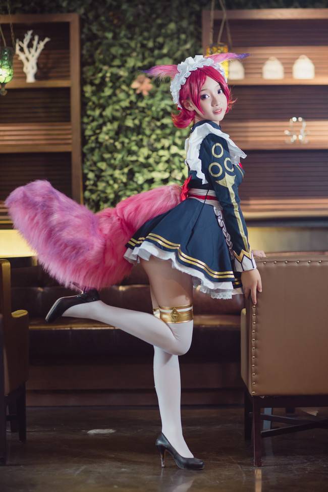 Cosplay福利/绝对领域王者荣耀咖啡女仆妲己肛塞尾Cos萝莉白丝福利