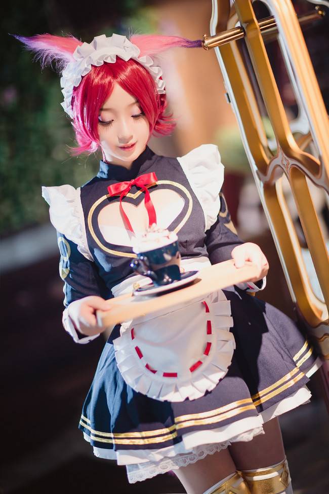 Cosplay福利/绝对领域王者荣耀咖啡女仆妲己肛塞尾Cos萝莉白丝福利