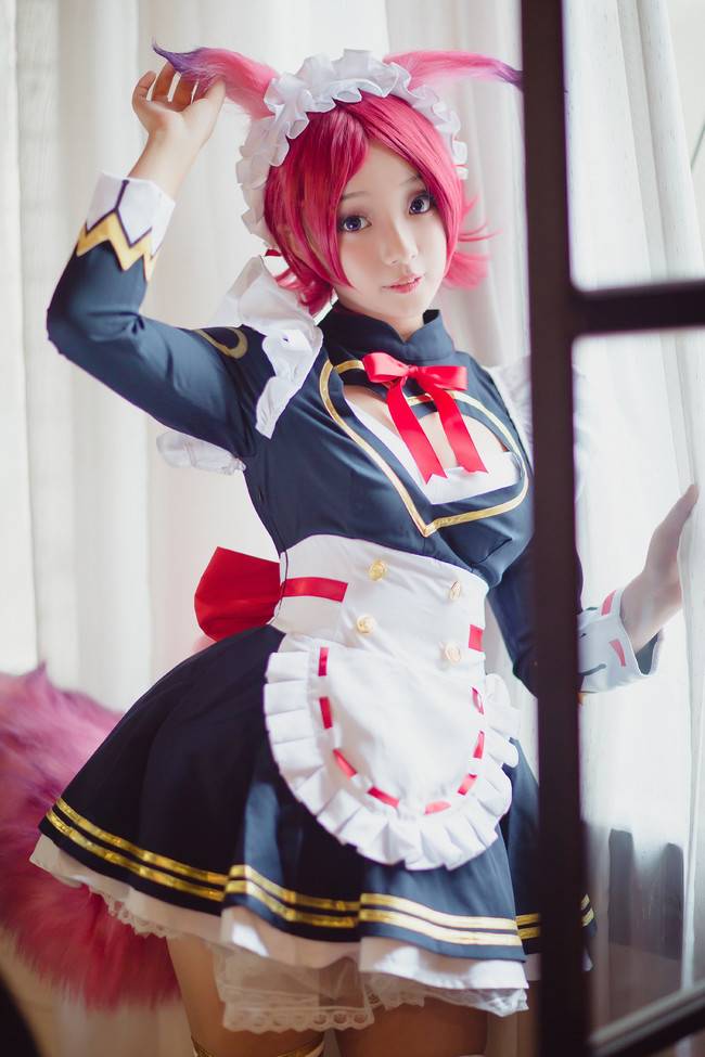 Cosplay福利/绝对领域王者荣耀咖啡女仆妲己肛塞尾Cos萝莉白丝福利