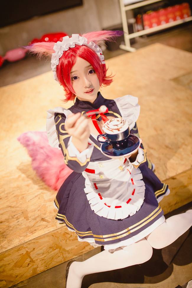 Cosplay福利/绝对领域王者荣耀咖啡女仆妲己肛塞尾Cos萝莉白丝福利