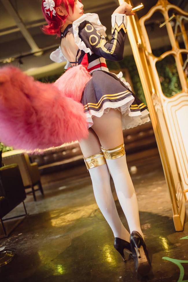 Cosplay福利/绝对领域王者荣耀咖啡女仆妲己肛塞尾Cos萝莉白丝福利