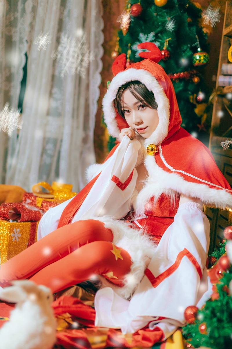 Cosplay福利/绝对领域萌妹子王者荣耀貂蝉圣诞恋歌Cosplay番号