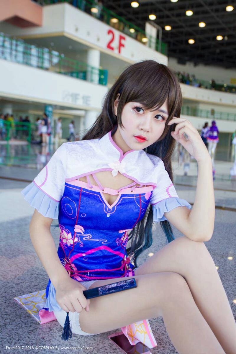 Cosplay福利/萌芽儿守望先锋D.Va同人旗袍Cosplay漫展图片