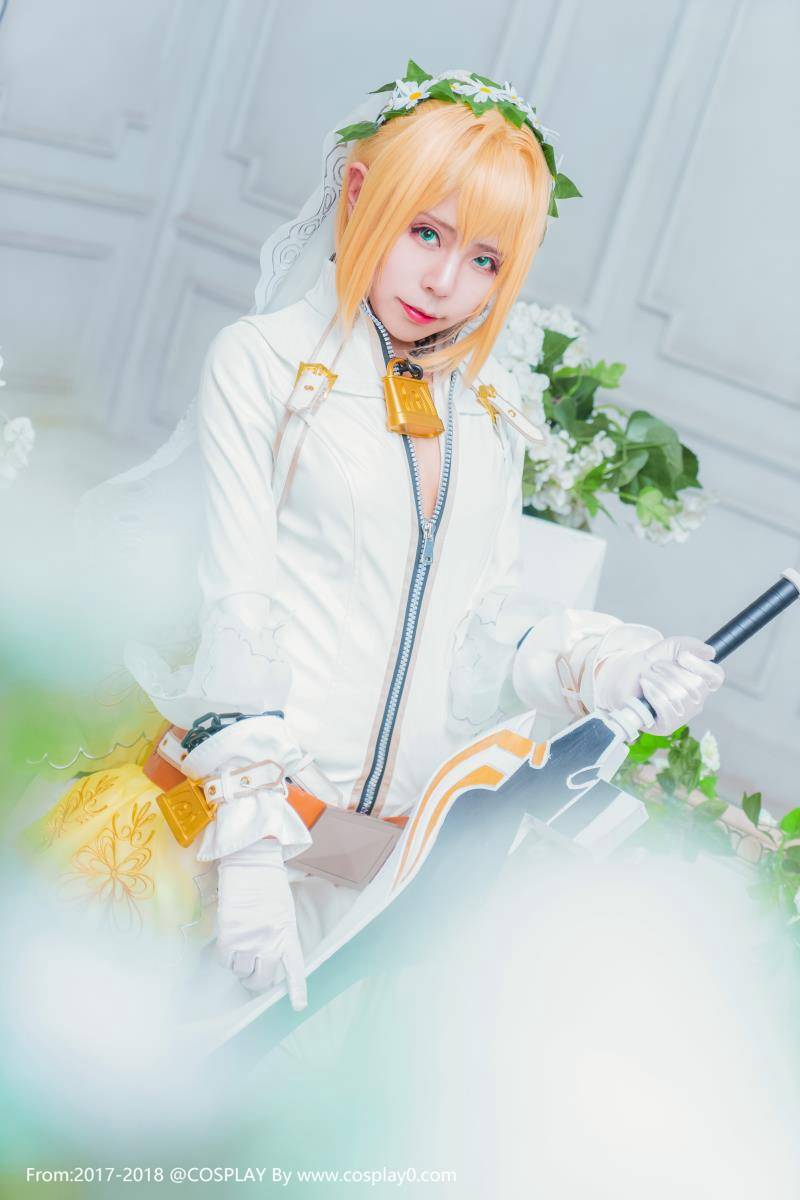 Cosplay福利/可爱萌妹子尼禄Saber花嫁同人唯美Cosplay图片