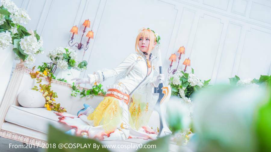 Cosplay福利/可爱萌妹子尼禄Saber花嫁同人唯美Cosplay图片