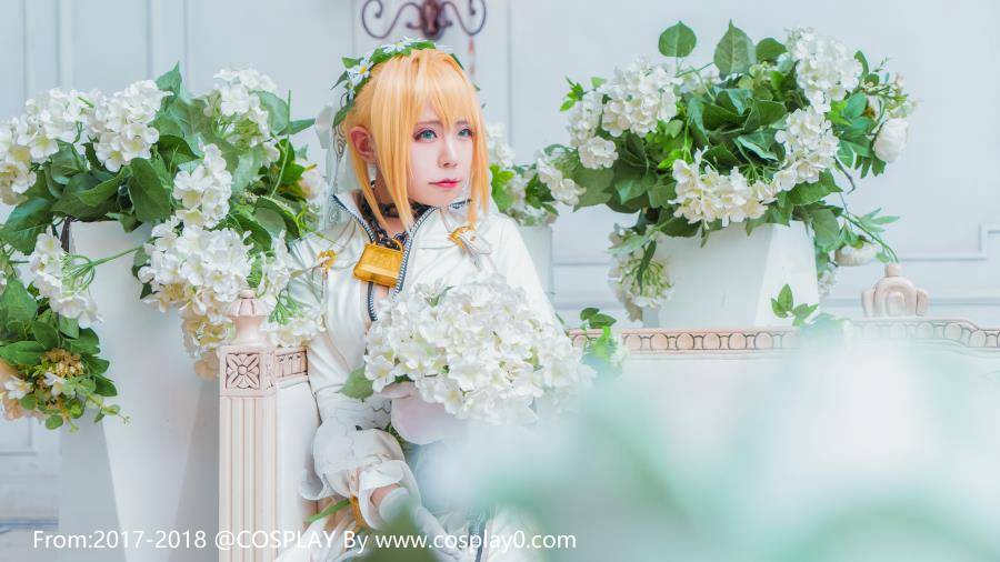 Cosplay福利/可爱萌妹子尼禄Saber花嫁同人唯美Cosplay图片