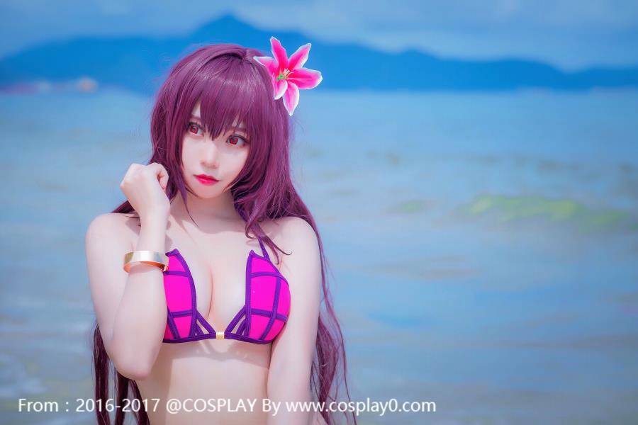 Cosplay福利/巨乳翘臀御姐斯卡哈 Cosplay水着泳装福利