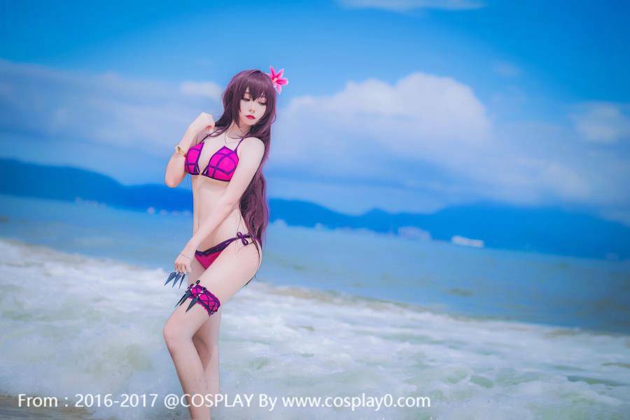 Cosplay福利/巨乳翘臀御姐斯卡哈 Cosplay水着泳装福利