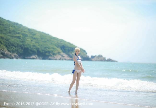 Cosplay福利/二次元美女saber水着泳装Cos福利图片