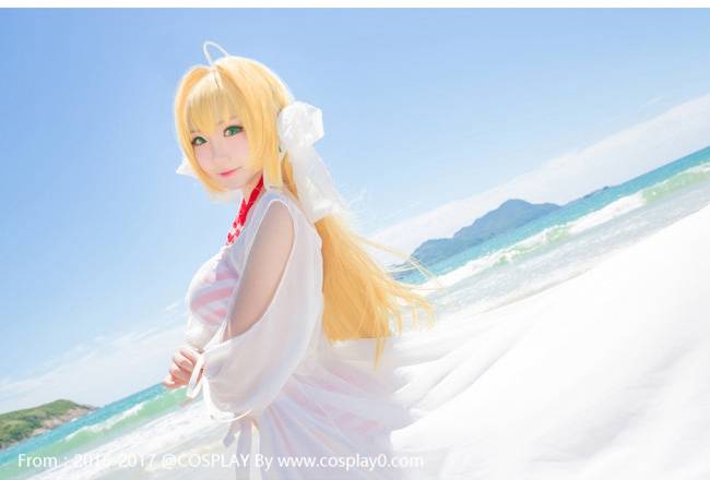 Cosplay福利/尼禄·克劳狄乌斯夏日海滩泳装Cos少女足控福利图片