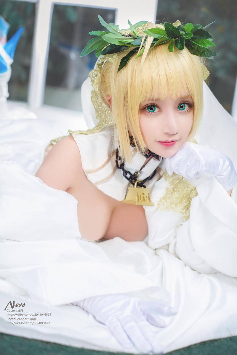 Cosplay福利/绝对领域巨乳御姐尼禄花嫁cosplay福利图片
