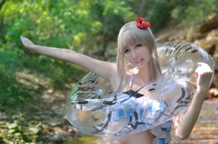 Cosplay福利/萌妹水着泳装本间芽衣子cosplay福利图片