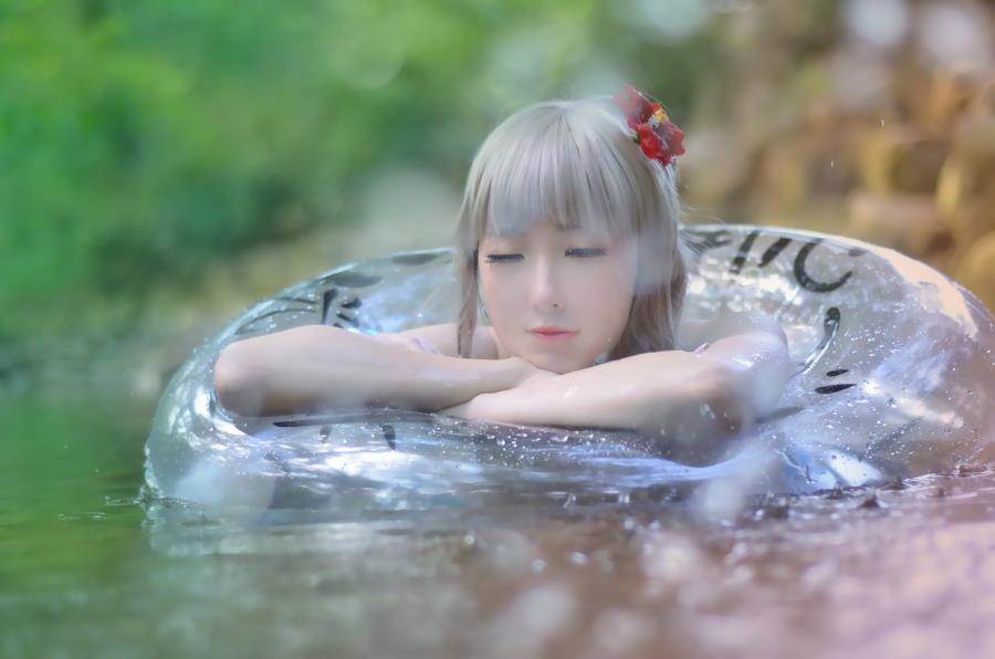 Cosplay福利/萌妹水着泳装本间芽衣子cosplay福利图片