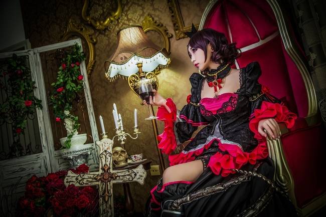 Cosplay福利/王者cos/王者荣耀哥特玫瑰露娜cosplay图片