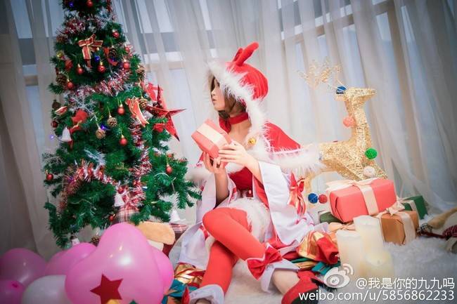 Cosplay福利/王者cos/王者荣耀圣诞装貂蝉cosplay美女图片